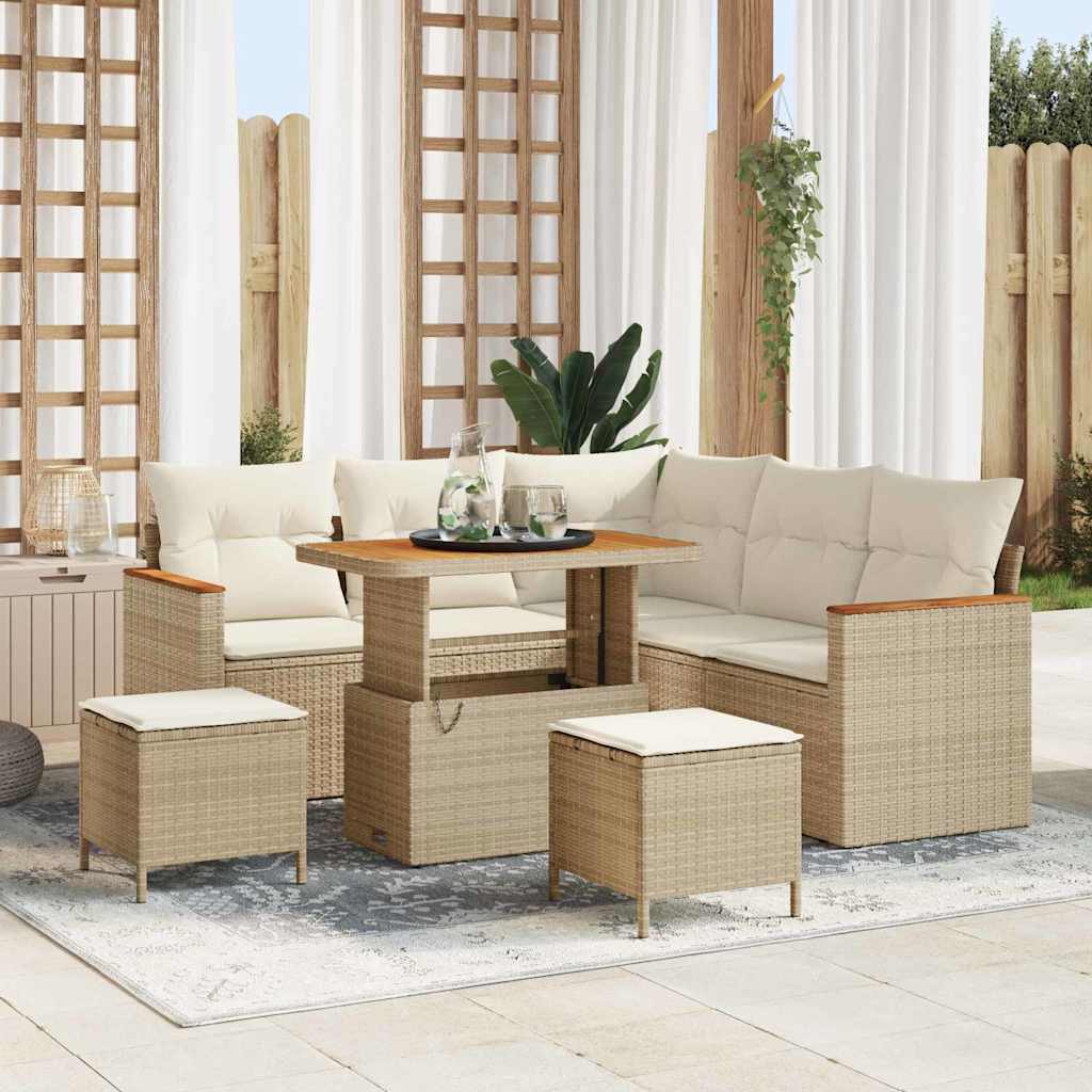 Conjunto de Sofá de Jardim 8 pcs Bege Rattan Sintético