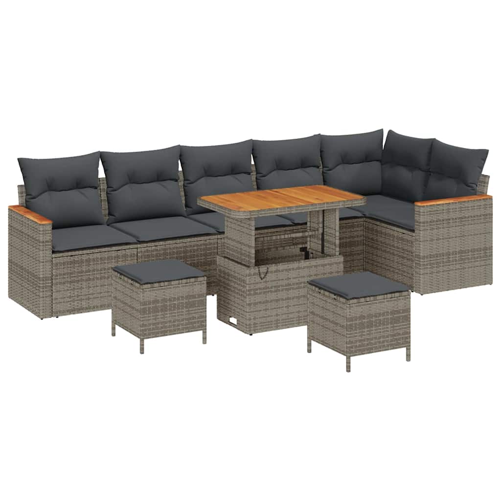 Conjunto de Sofá de Jardim 9 pcs Cinzeto Rattan Sintético