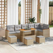 Conjunto de Sofá de Jardim 10 pcs Bege Rattan Sintético