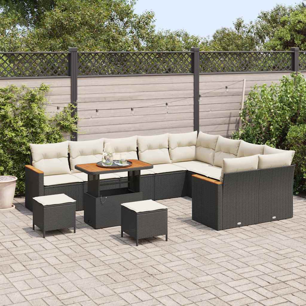 Conjunto de Sofá de Jardim 12 pcs Preto Rattan Sintético