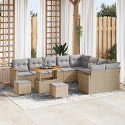 Conjunto de Sofá de Jardim 12 pcs Bege Rattan Sintético