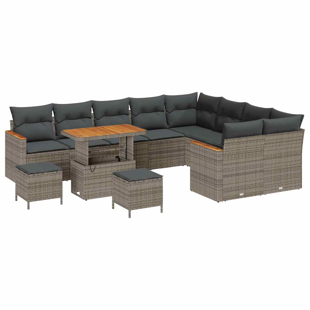 Conjunto de Sofá de Jardim 12 pcs Cinzeto Rattan Sintético