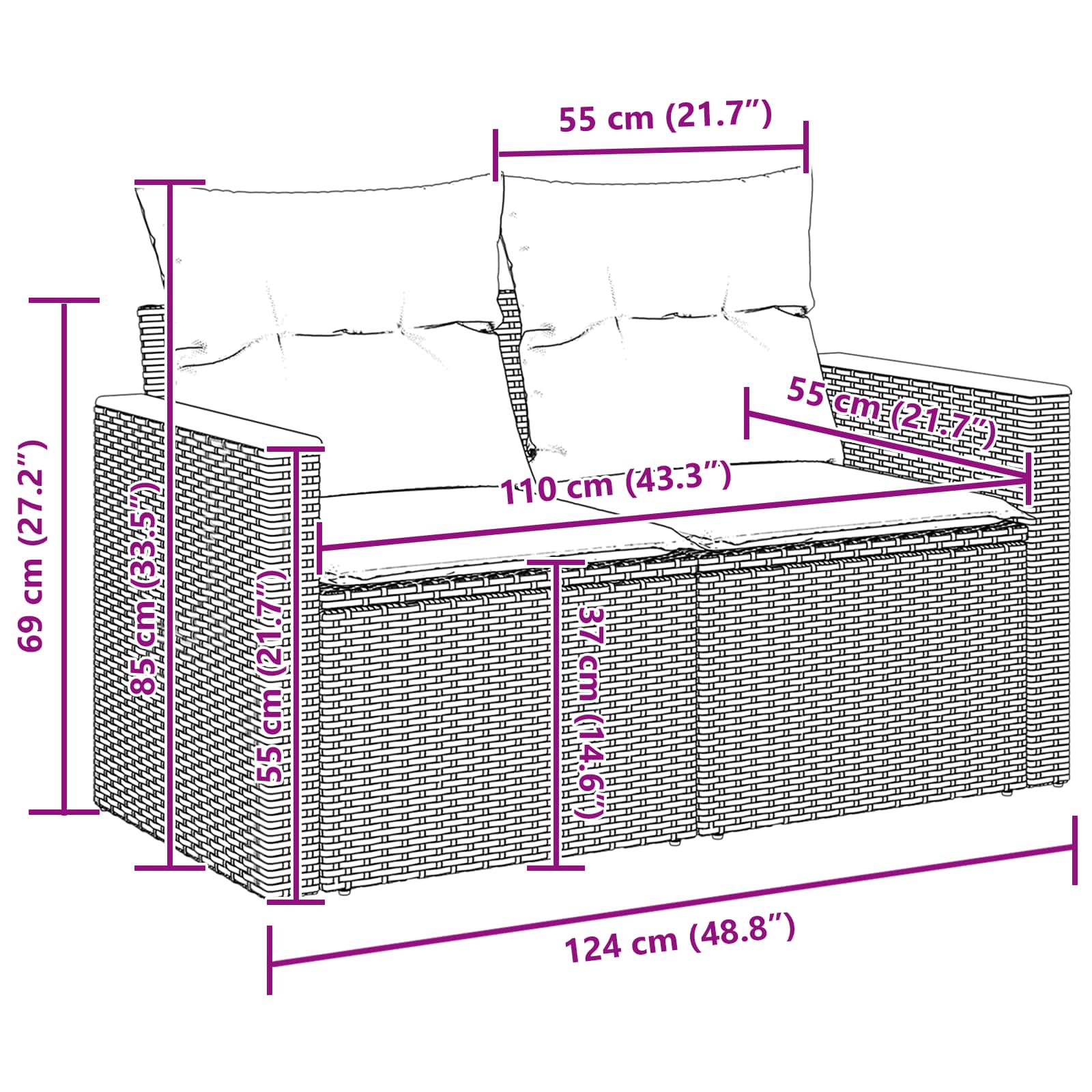 Conjunto de Sofá de Jardim 13 pcs Preto Rattan Sintético