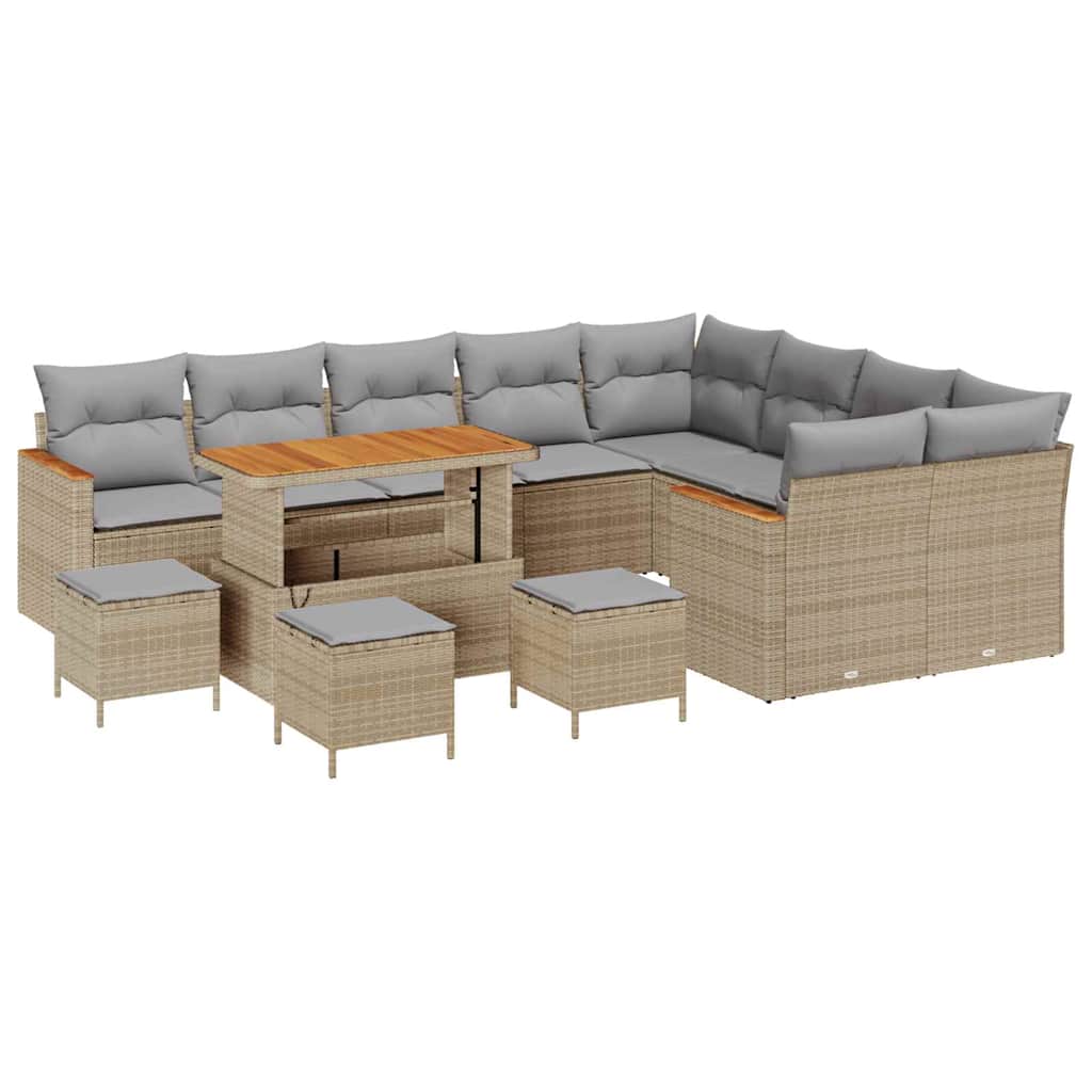 Conjunto de Sofá de Jardim 13 pcs Bege Rattan Sintético