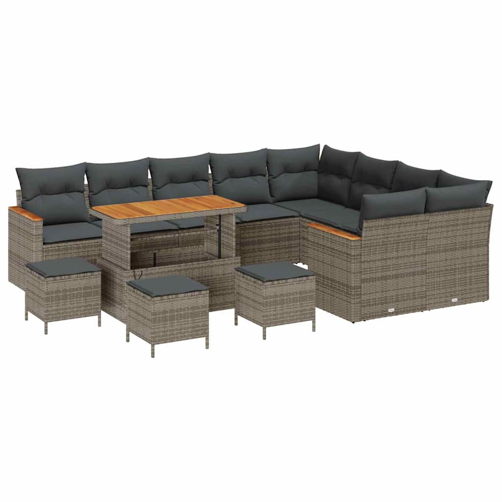 Conjunto de Sofá de Jardim 13 pcs Cinzeto Rattan Sintético