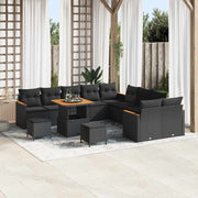 Conjunto de Sofá de Jardim 13 pcs Preto Rattan Sintético