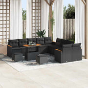 Conjunto de Sofá de Jardim 13 pcs Preto Rattan Sintético