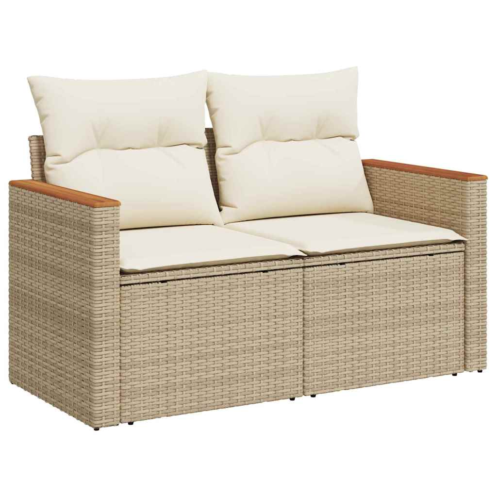 Conjunto de Sofá de Jardim 14 pcs Bege Rattan Sintético