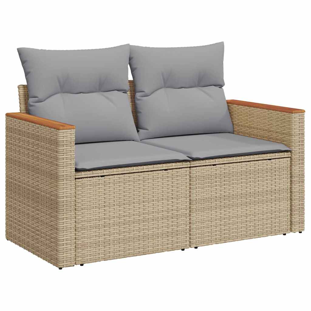 Conjunto de Sofá de Jardim 14 pcs Bege Rattan Sintético