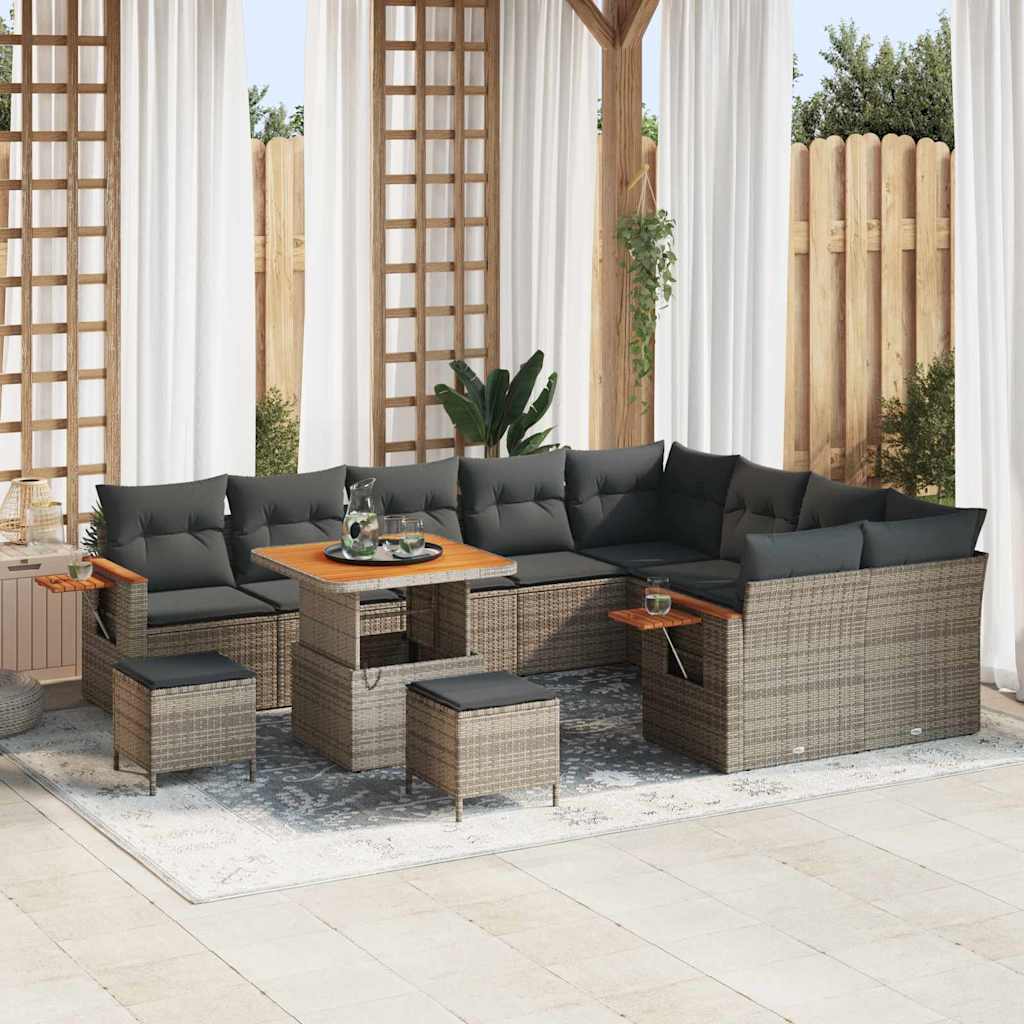 Conjunto de Sofá de Jardim 12 pcs Cinzeto 80 x 80 x 71 cm