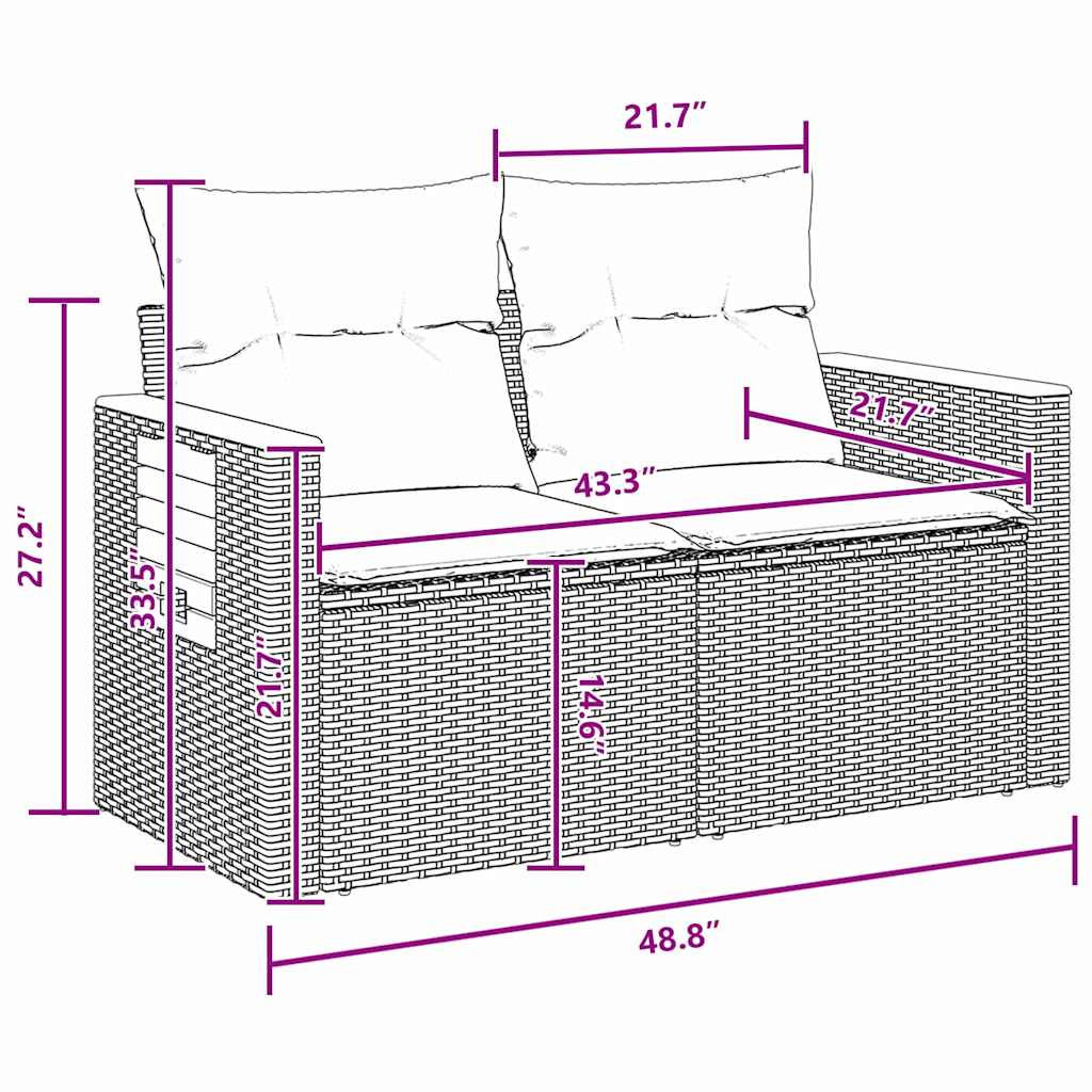 Conjunto de Sofá de Jardim com almofada 13 pcs Preto
