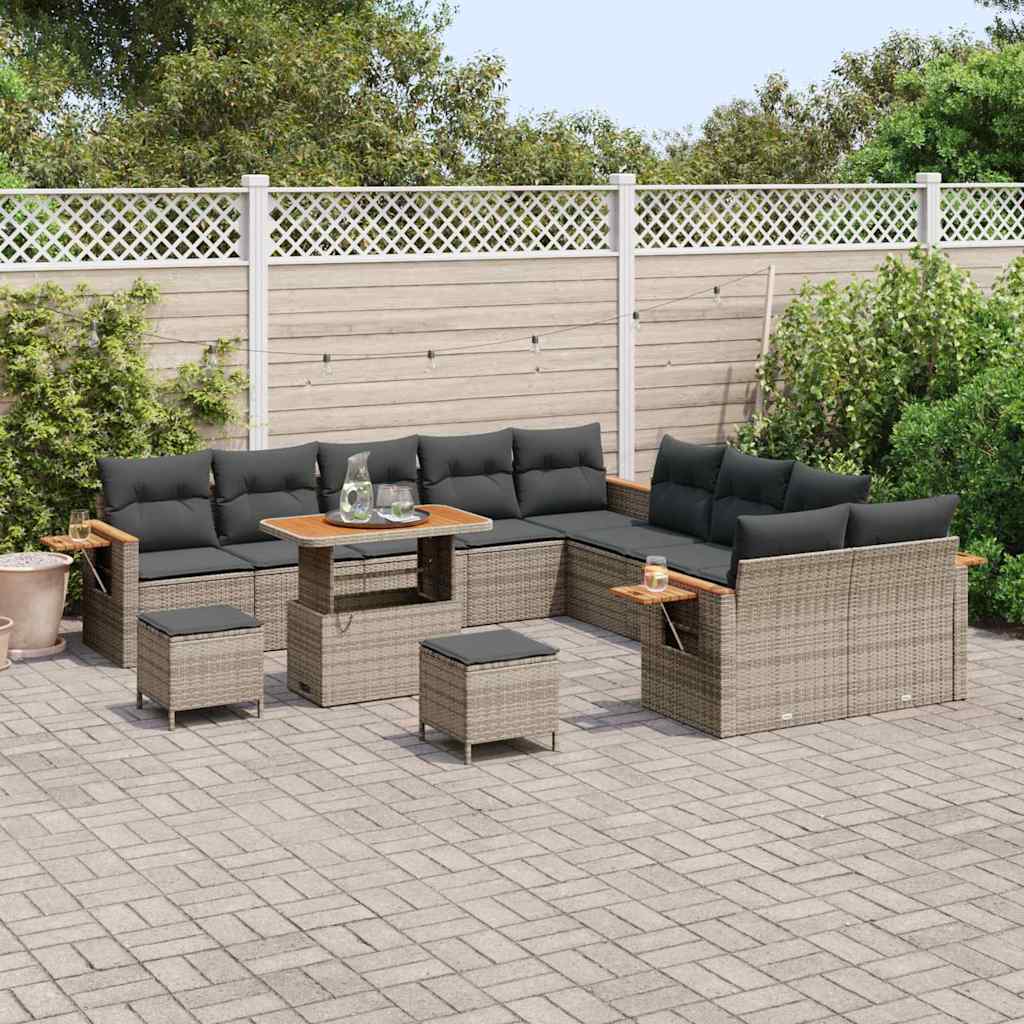Conjunto de Sofá de Jardim com almofada 13 pcs Cinzeto