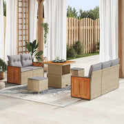 Conjunto de Sofá de Jardim Manual 8 pcs bege e cinzento claro