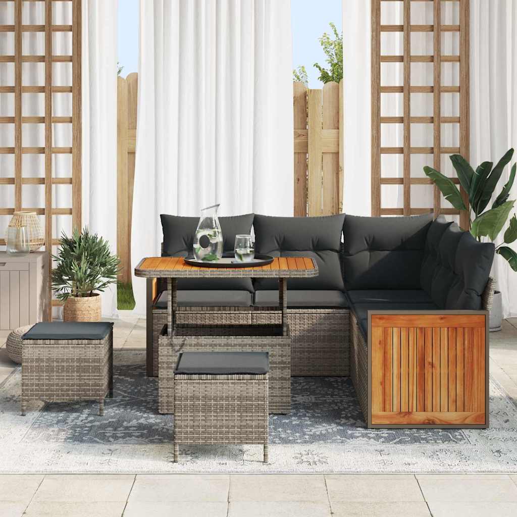 Conjunto de Sofá de Jardim com almofada 8 pcs Cinzeto