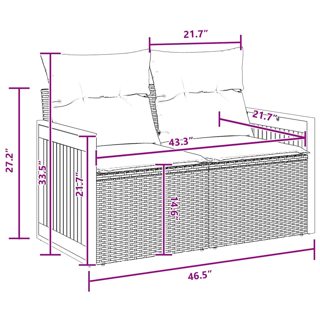 Conjunto de Sofá de Jardim com almofada 10 pcs Preto