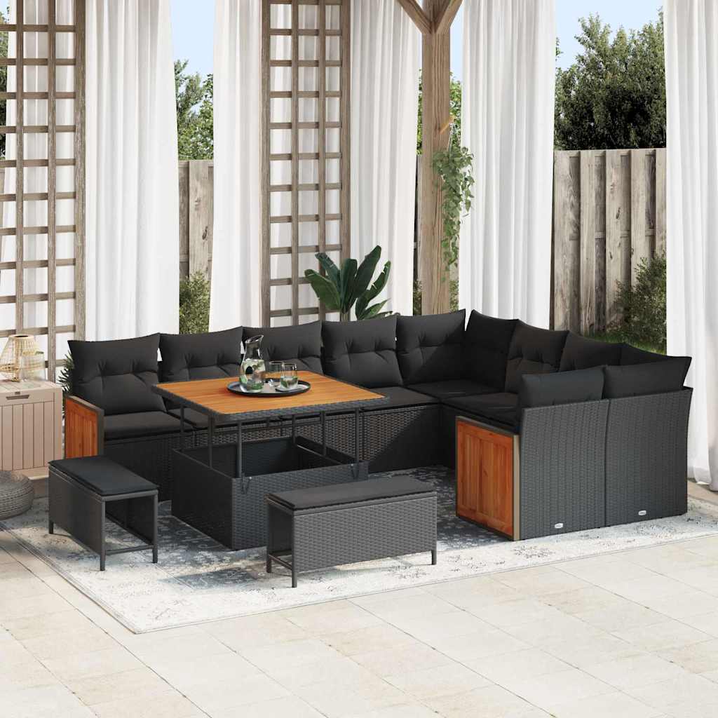 Conjunto de Sofá de Jardim 12 pcs Preto 100 x 100 x 71 cm