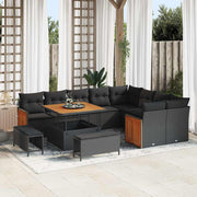Conjunto de Sofá de Jardim 12 pcs Preto 100 x 100 x 71 cm
