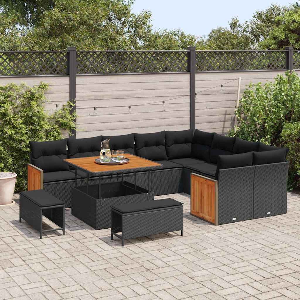 Conjunto de Sofá de Jardim 12 pcs Preto 100 x 100 x 71 cm