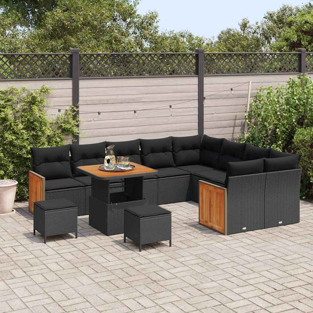 Conjunto de Sofá de Jardim 12 pcs Preto 80 x 80 x 71 cm