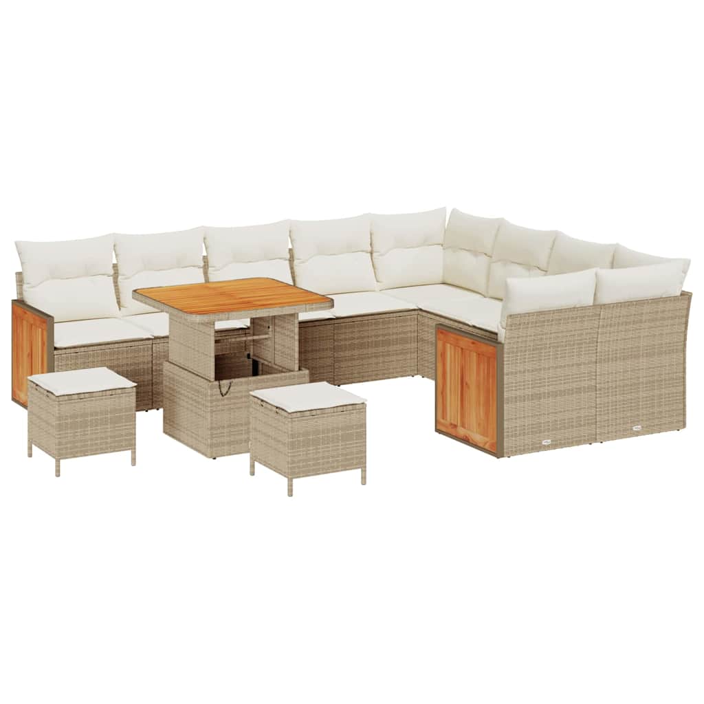 Conjunto de Sofá de Jardim 12 pcs bege e creme 80 x 80 x 71 cm