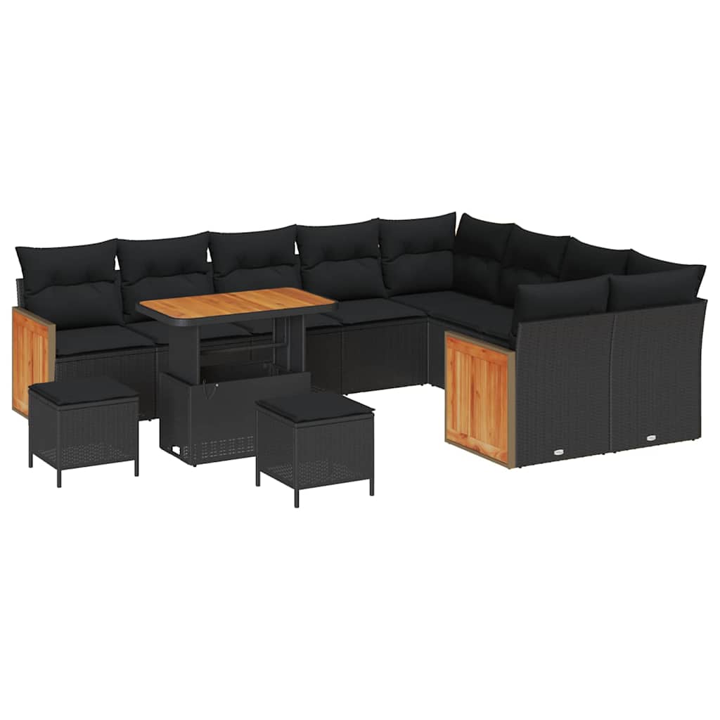 Conjunto de Sofá de Jardim 12 pcs Preto 90 x 55 x 71 cm