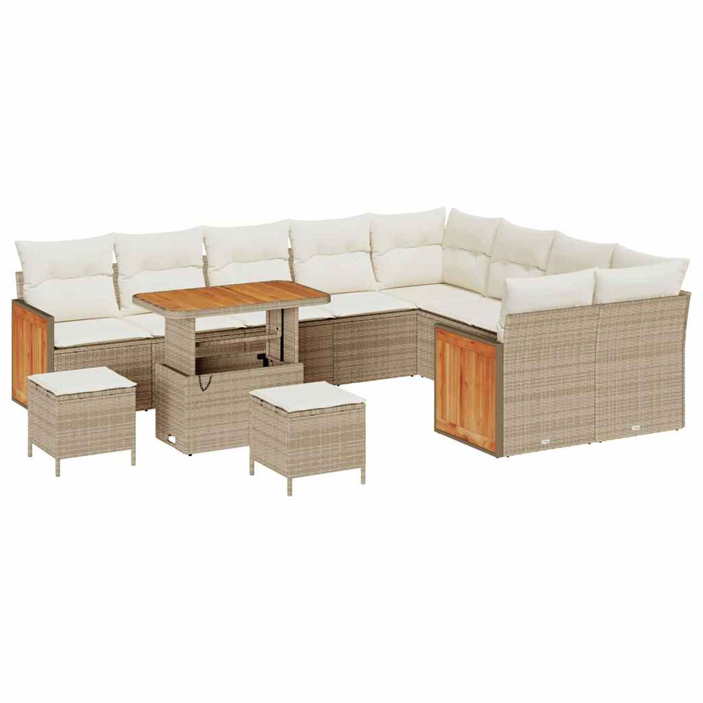 Conjunto de Sofá de Jardim 12 pcs bege e creme 90 x 55 x 71 cm