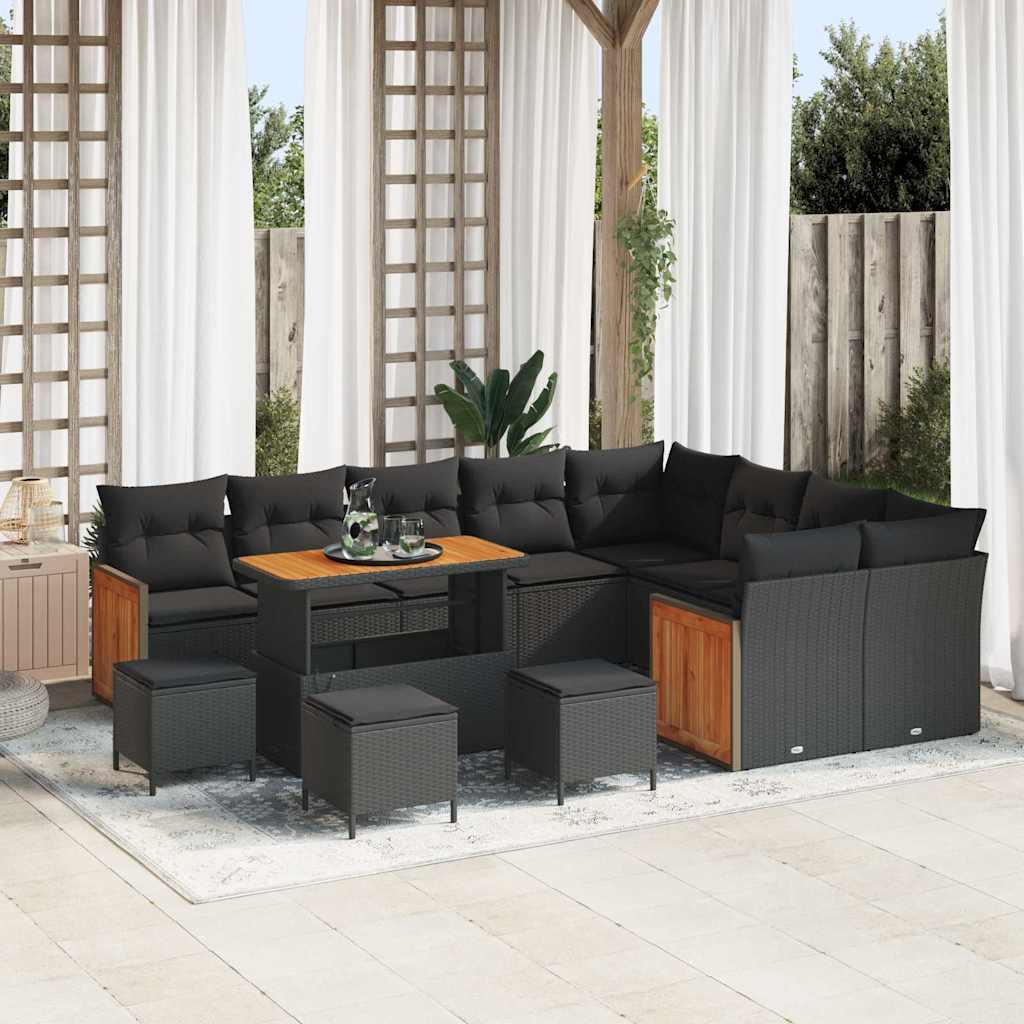 Conjunto de Sofá de Jardim 13 pcs Preto 110 x 55 x 71 cm