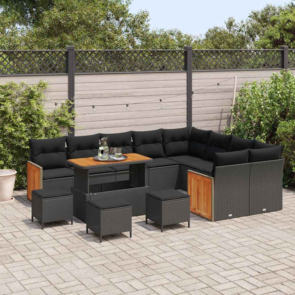 Conjunto de Sofá de Jardim 13 pcs Preto 110 x 55 x 71 cm