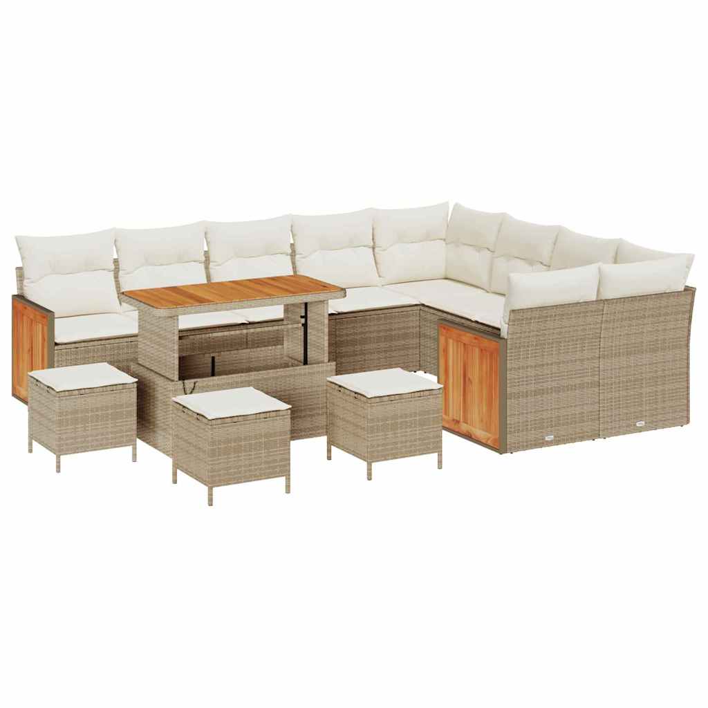 Conjunto de Sofá de Jardim 13 pcs bege e creme 110 x 55 x 71 cm