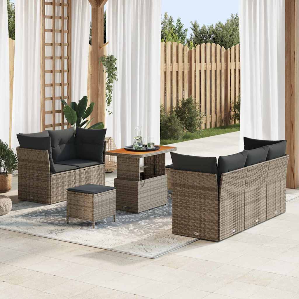 Conjunto de Sofá de Jardim com almofada 8 pcs Cinzeto