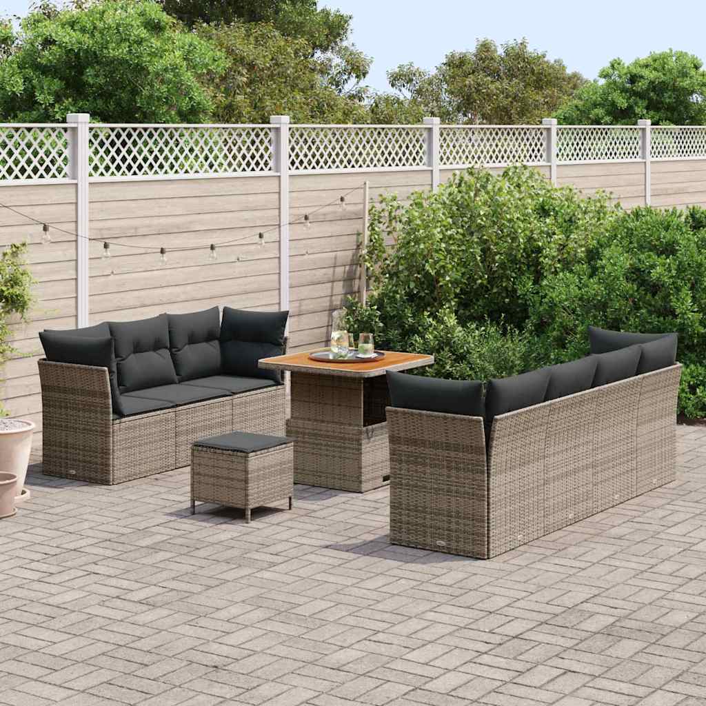 Conjunto de Sofá de Jardim 10 pcs Cinzeto 80 x 80 x 71 cm