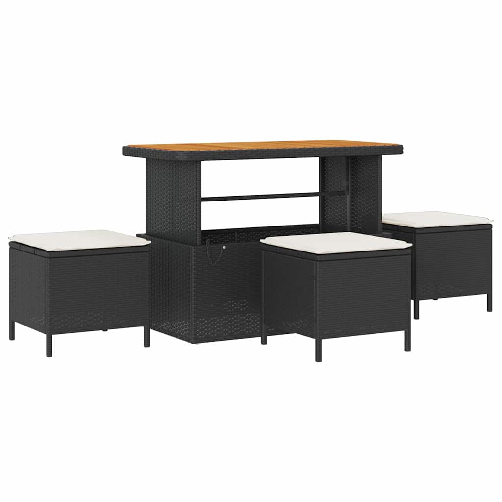 Conjunto de Sofá de Jardim com almofada 9 pcs Preto e creme