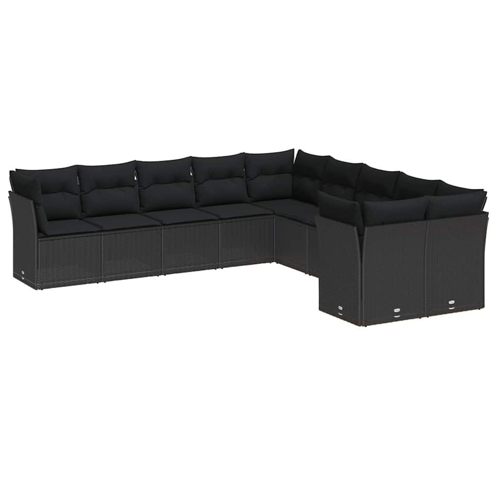 Conjunto de Sofá de Jardim com almofada 13 pcs Preto