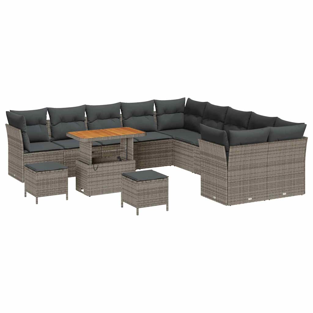 Conjunto de Sofá de Jardim com almofada 13 pcs Cinzeto