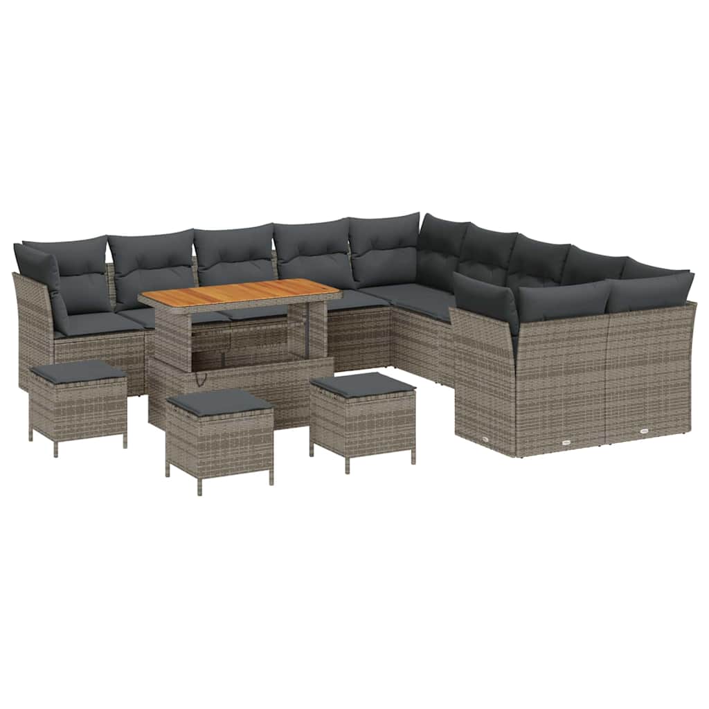 Conjunto de Sofá de Jardim com almofada 14 pcs Cinzeto