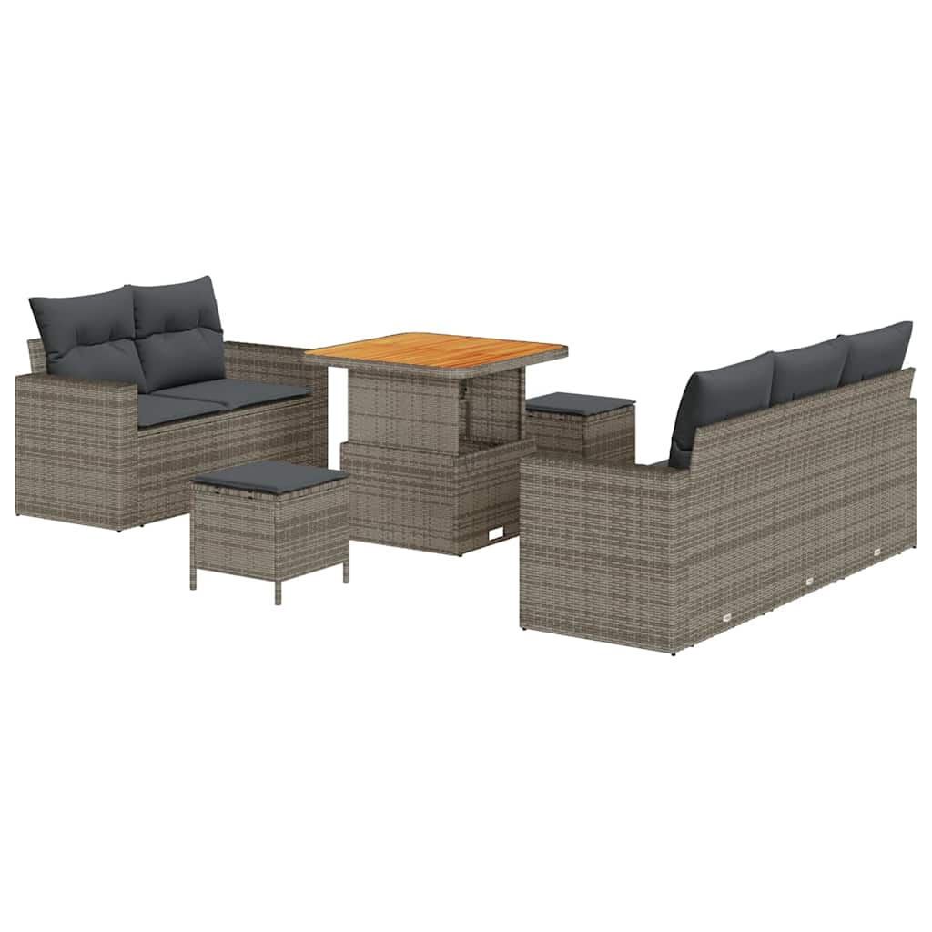 Conjunto de Sofá de Jardim Manual 8 pcs Cinzeto 80 x 80 x 71 cm