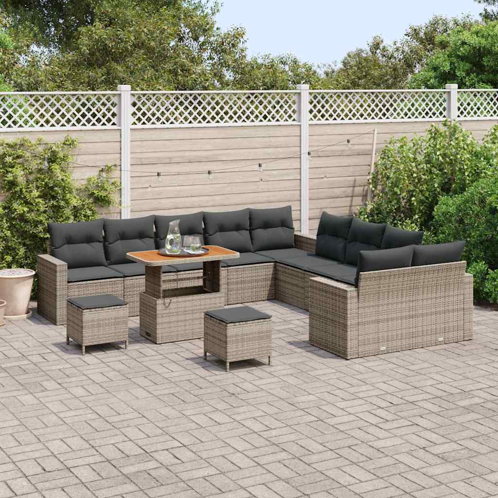 Conjunto de Sofá de Jardim com almofada 13 pcs Cinzeto