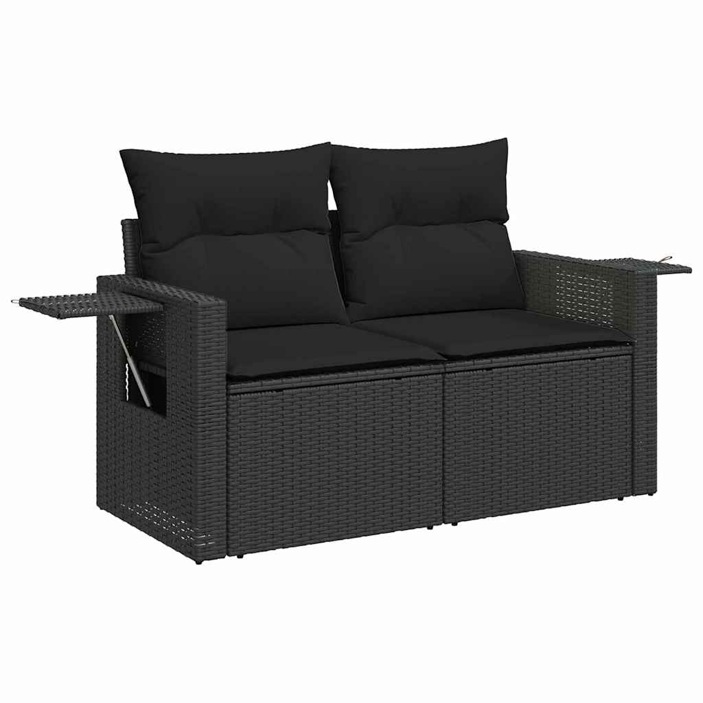 Conjunto de Sofá de Jardim com almofada Manual 8 pcs Preto