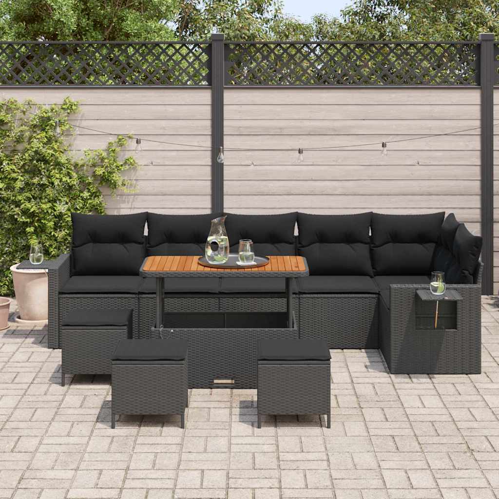 Conjunto de Sofá de Jardim 10 pcs Preto Rattan Sintético