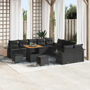 Conjunto de Sofá de Jardim 13 pcs Preto Rattan Sintético
