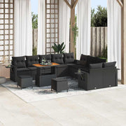Conjunto de Sofá de Jardim 13 pcs Preto Rattan Sintético