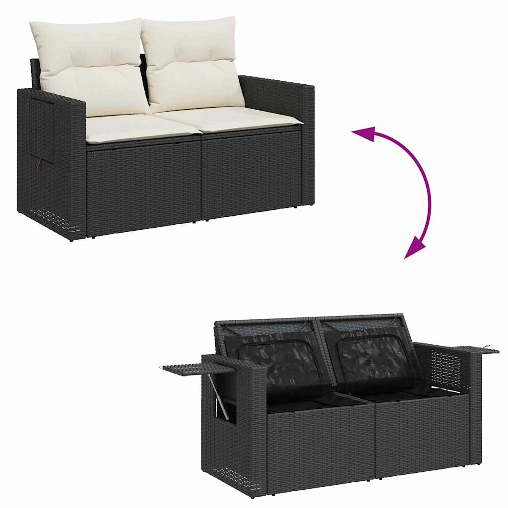 Conjunto de Sofá de Jardim 14 pcs Preto Rattan Sintético
