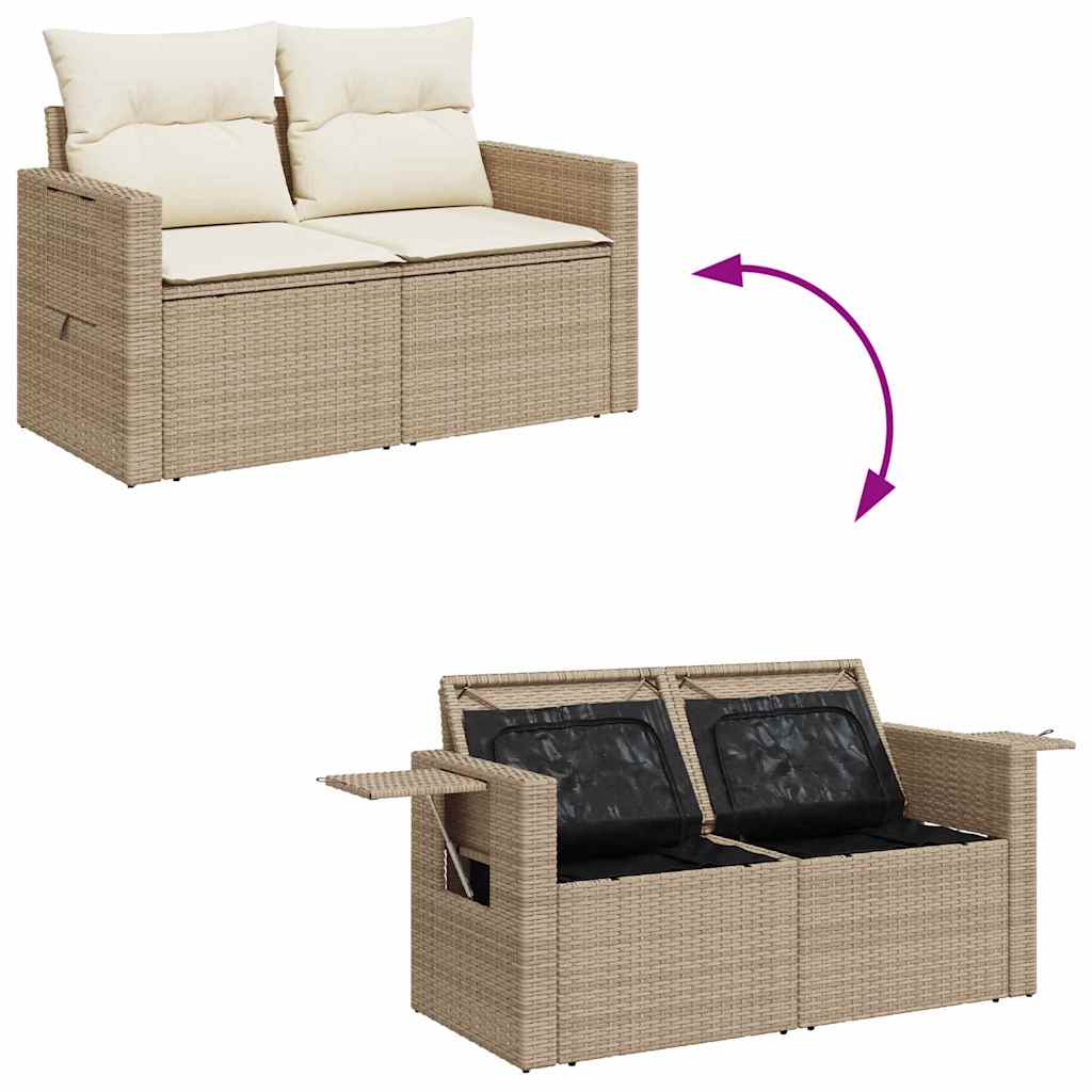 Conjunto de Sofá de Jardim 14 pcs Bege Rattan Sintético
