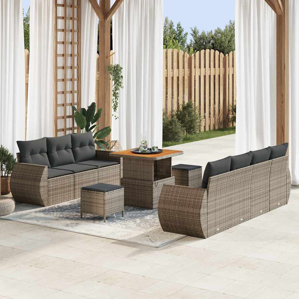 Conjunto de Sofá de Jardim 10 pcs Cinzeto 80 x 80 x 71 cm