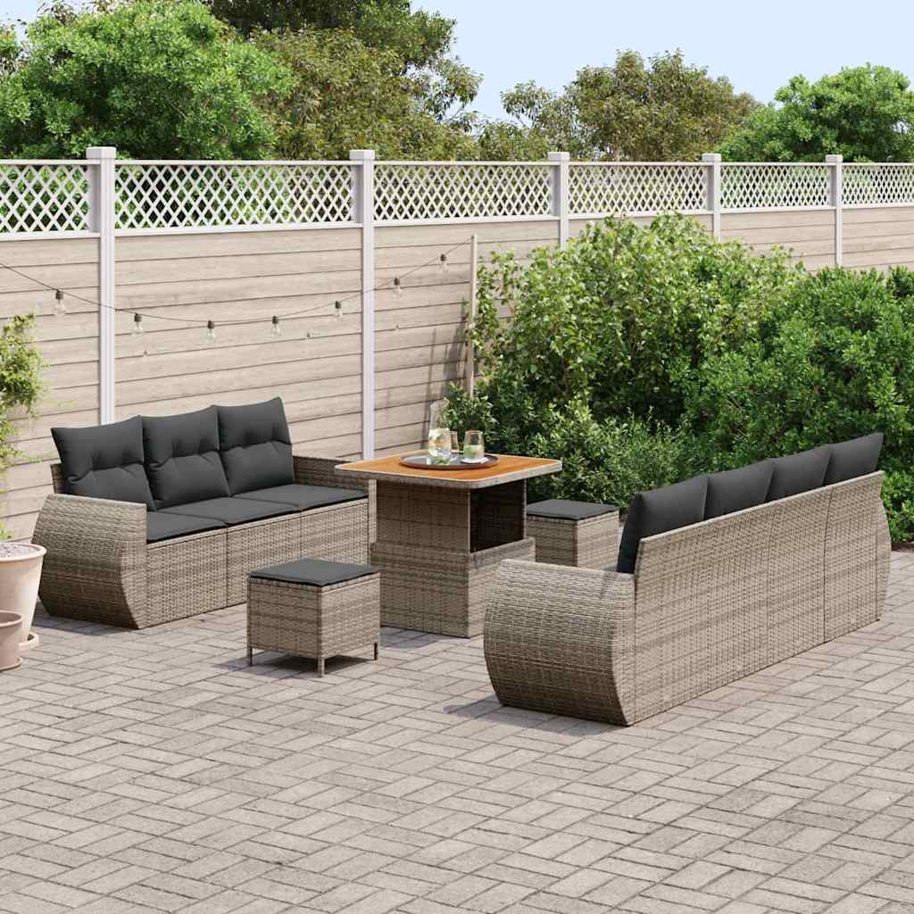 Conjunto de Sofá de Jardim 10 pcs Cinzeto 80 x 80 x 71 cm