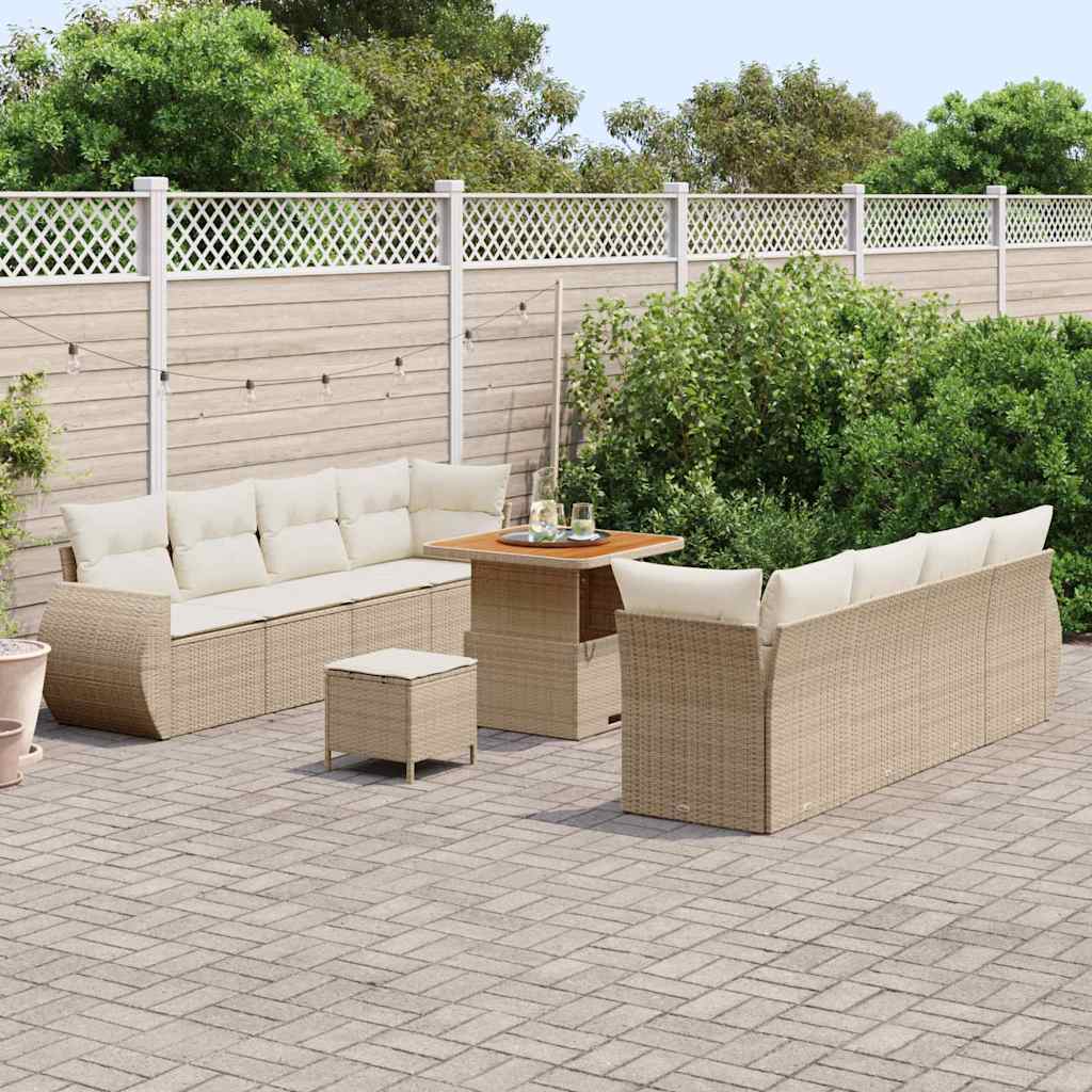 Conjunto de Sofá de Jardim 11 pcs Bege Rattan Sintético