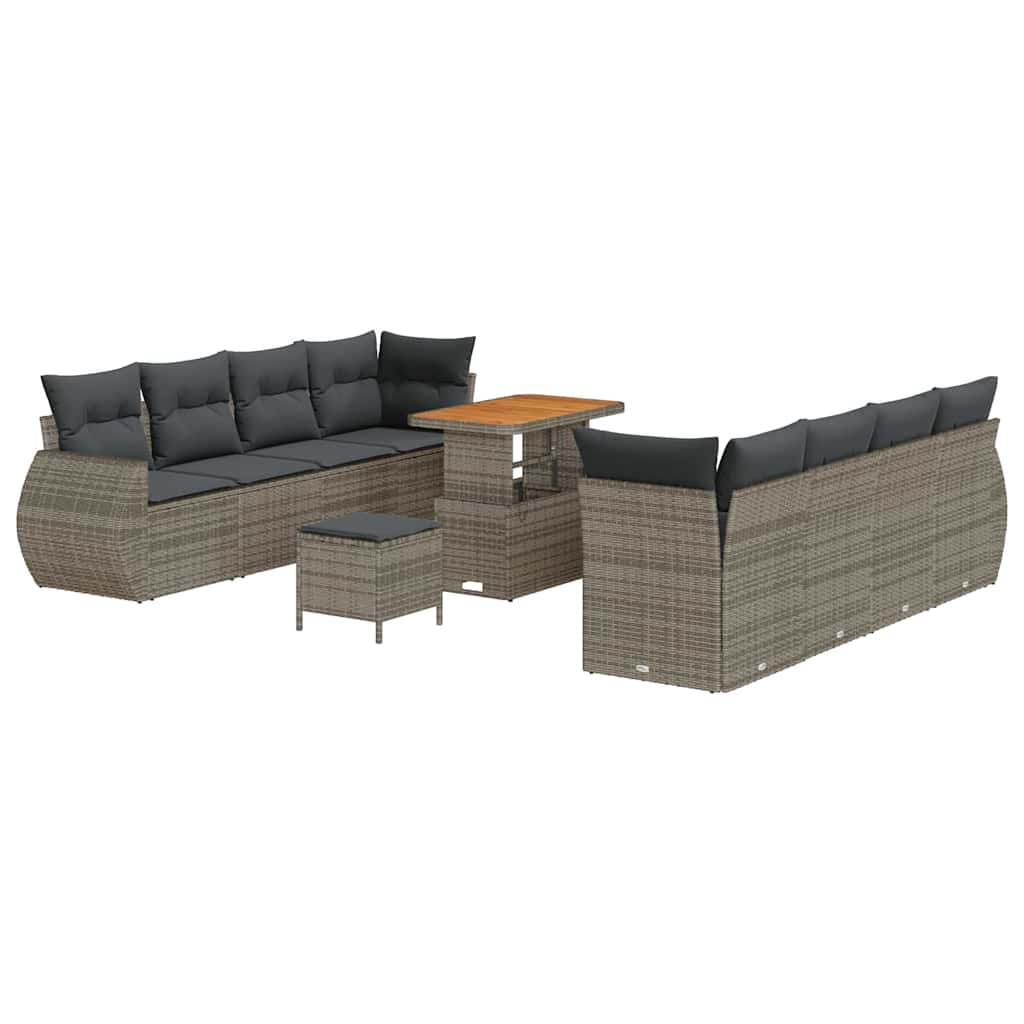Conjunto de Sofá de Jardim 11 pcs Cinzeto Rattan Sintético