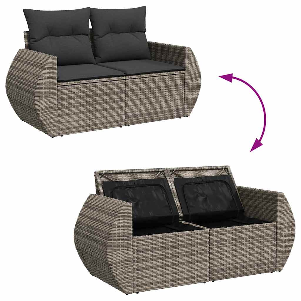 Conjunto de Sofá de Jardim 11 pcs Cinzeto Rattan Sintético