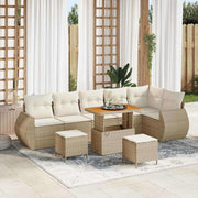 Conjunto de Sofá de Jardim 9 pcs bege e creme 90 x 55 x 71 cm