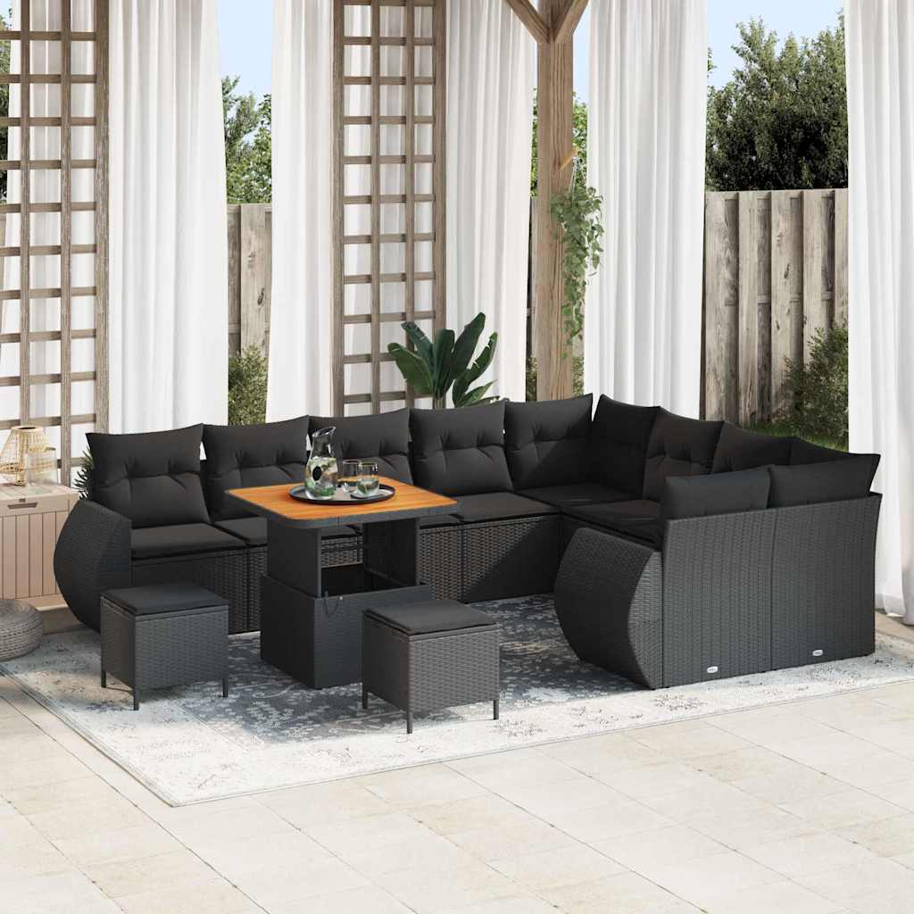 Conjunto de Sofá de Jardim 12 pcs Preto 80 x 80 x 71 cm